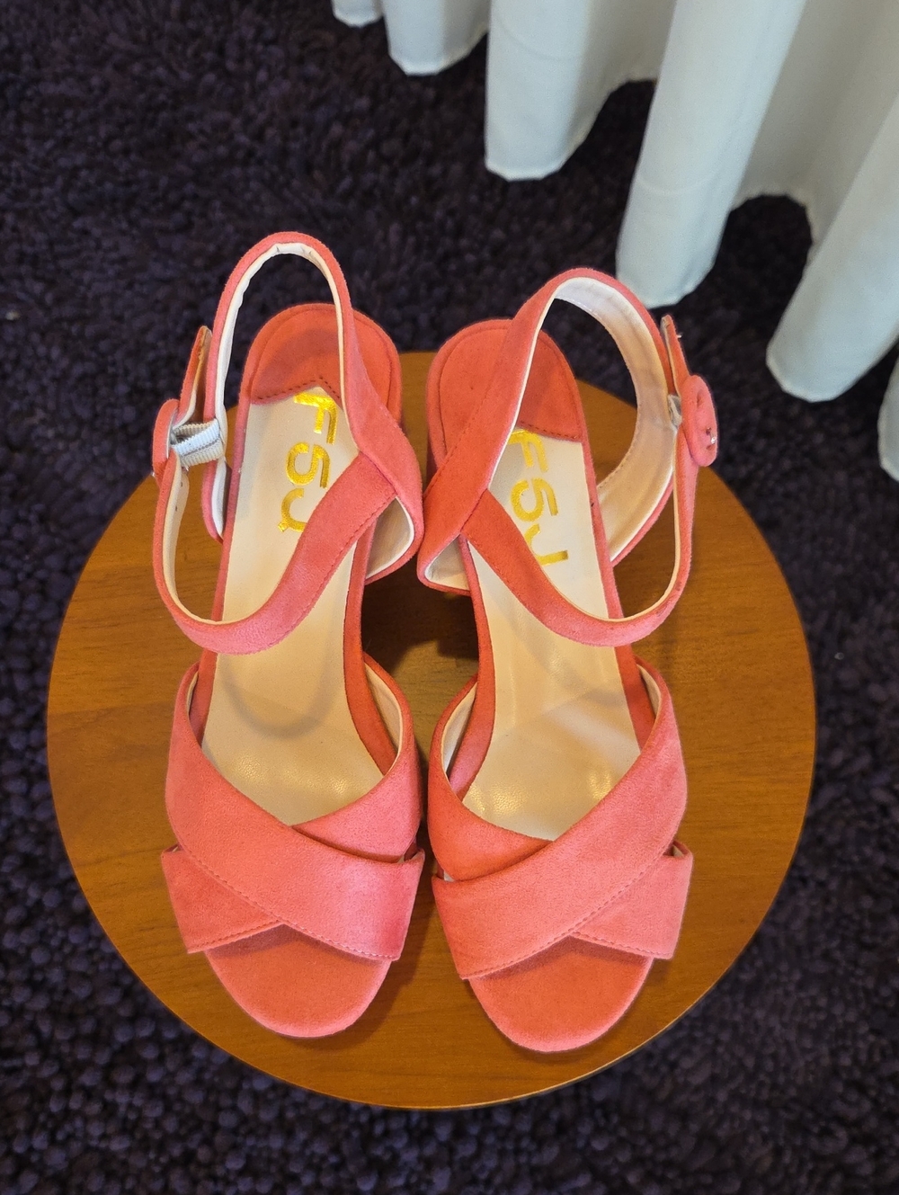 FSJ Platform Strappy Sandal Pink Suede 7.5M New In Box - Picture 7 of 9